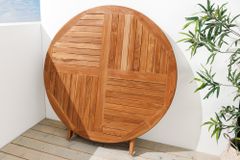 Massiver Gartentisch EMPIRE TEAK 120cm natur Teakholz rund klappbar Outdoor Balkontisch