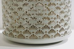 Deko Windlicht CANDLELIGHT 20cm beige-grün Metall handmade Laterne
