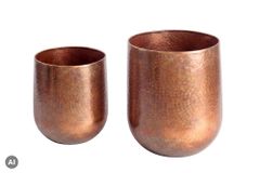 2er Set Blumentopf FLOWERS L 15/20cm Metall kupfer geflammt