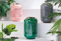 Deko Windlicht CANDLELIGHT 30cm grau Metall handmade Laterne