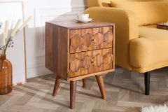 Massivholz Beistelltisch MYSTIC LIVING 60cm braun Sheesham stone finish Nachttisch