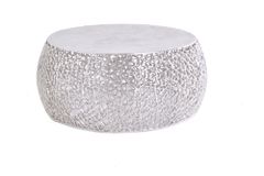 Runder Couchtisch ABSTRACT LEAF 75cm silber antik Metall filigrane Handarbeit