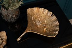 Dekorative Schale GINKGO 35cm gold handmade Metall