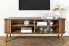 Retro TV-Board VALHALLA WOOD 160cm smoked Eichenholz Schiebetüren Lowboard