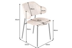 Design Stuhl VOGUE champagner greige Samt schwarze Metallbeine