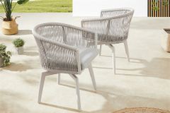 Drehbarer Stuhl ROPE greige Aluminium Gartensessel inkl. Kissen In- und Outdoor