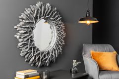 Handgearbeiteter Teakholz Spiegel RIVERSIDE 80cm grau Treibholz