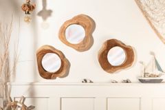 Handgearbeiteter Spiegel REFLECT 31cm natur Teakholz Wandspiegel