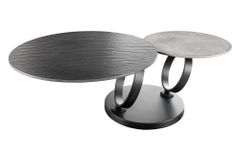 Design Couchtisch DANCING RINGS schwarz grau rund drehbar Keramik Metall