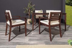 Outdoor Gartenstuhl KOPENHAGEN beige braun Akazie honey finish inkl. Kissen stapelbar