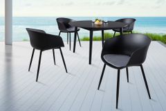 Moderner Stuhl DESIGNO schwarz Kunststoff Gartenstuhl mit Armlehnen Indoor Outdoor
