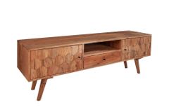 Massives TV-Board MYSTIC LIVING 140cm Akazie natur 3D Oberfläche Massivholz