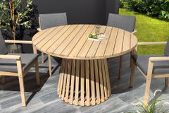 Runder Gartentisch KOPENHAGEN 120cm natur Akazie Massivholz In- und Outdoor wetterfest