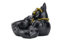 Deko-Figur BULLDOG 35cm schwarz handmade Schale mit Ablagefach