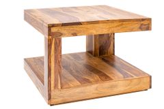 Design Couchtisch GIANT 60cm braun Sheesham Massivholz stone finish mit Ablage