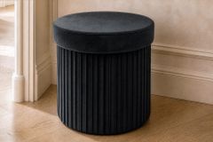 Runder Hocker ÉLAN 40cm schwarz Samt faltbar mit Stauraum