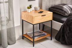 Industrial Nachttisch ELEMENTS 40cm Eiche Beistelltisch mit Schublade