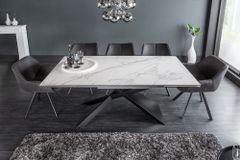 Ausziehbarer Esstisch EUPHORIA 180-220-260cm Marmor weiß Keramik made in Italy