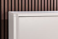 Design Highboard SAVOY 130cm kaschmir weiß Marmor Keramik mit Stauraum und 3D-Front