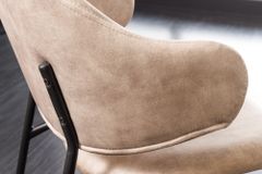 Design Stuhl VOGUE champagner greige Samt schwarze Metallbeine