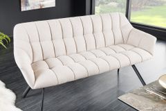 Esszimmer Sitzbank PAPILLON 165cm champagner beige mit Lehnen schwarzes Metallgestell