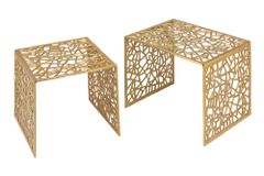 Handgearbeiteter Couchtisch ABSTRACT 50cm 2er Set gold im Gap Design