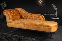 Design Récamière CHESTERFIELD 170cm senfgelb Samt Knopfheftung Nietenbesatz