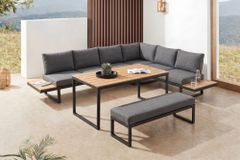 Wetterfestes Gartenmöbel Set IBIZA GRAND 280cm anthrazit Aluminium mit Sitzpolster