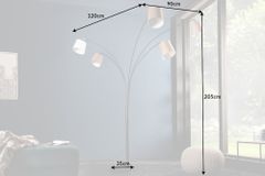 Design Bogenlampe LEVELS 205cm weiß beige braun 5 Leinenschirme Stehlampe