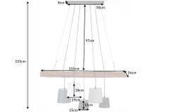 Design Hängelampe LEVELS 115cm Treibholz schwarz grau mit 5 Leuchten