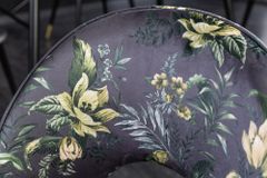 Design Stuhl PRÊT-À-PORTER grau Samt florales Muster und goldene Fußkappen
