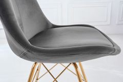 Design Stuhl SCANDINAVIA MEISTERSTÜCK dunkelgrau Samt goldene Beine