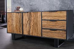 Massivholz Sideboard BARRACUDA 150cm Teak Mango schwarz Metall recycelt