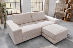Moderner Hocker LOFT 75cm champagner beige Chenille Nosagfederung Taschenfederkern