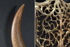 Extravagante Wanddekoration EXOTIC BULL 60cm gold Mangoholz Stierkopf