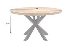 Runder Esstisch INFINITY HOME 120cm natur cream finish Mangoholz Parkett schwarz