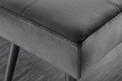 Design Sitzbank BOUTIQUE 100cm dunkelgrau Samt schwarze Metallbeine