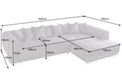 Modernes XXL Ecksofa DECADENCIA 320cm dunkelgrau Samt inkl. Kissen Bigsofa