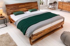Massives Baumstamm Bett AMAZONAS 180x200cm braun Sheeshamholz stone finish