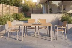 Moderner Gartentisch DESIGNO 150cm natur greige Aluminium wetterfest Outdoor