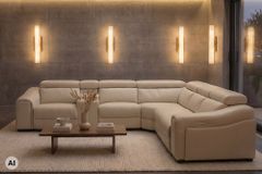 Multifunktionales Ecksofa PRIME 300cm beige Kunstleder Relaxfunktion Getränkehalter