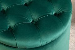 Eleganter Hocker MODERN BAROCK 50cm dunkelgrün Samt Aufbewahrungkorb