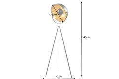 Industrial Stehlampe STUDIO 150cm schwarz Blattgold-Optik neigbarer Schirm