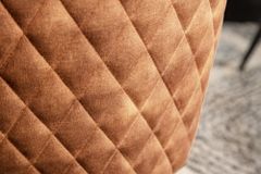 Drehbarer Design Stuhl EUPHORIA rost braun Samt mit Armlehne Metallgestell schwarz