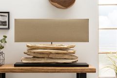 Handgearbeitete Tischlampe RIVERINE 80cm beige Treibholzfuß mit Leinenschirm