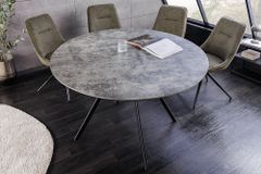 Runder Esstisch ATELIER 120cm grau Beton-Design schwarz Metall