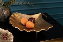 Dekorative Schale GINKGO 45cm gold handmade Metall