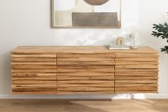 Hängendes Sideboard RELIEF 175cm natur Akazie Massivholz mit Schubladen