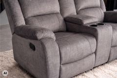 Exklusiver 2er Kinosessel HOLLYWOOD grau hochwertiger Vogue Veloursstoff mit Cupholder