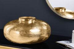 Moderne Deko Vase ABSTRACT ORIENT 35cm gold rund Metall Hammerschlag-Design